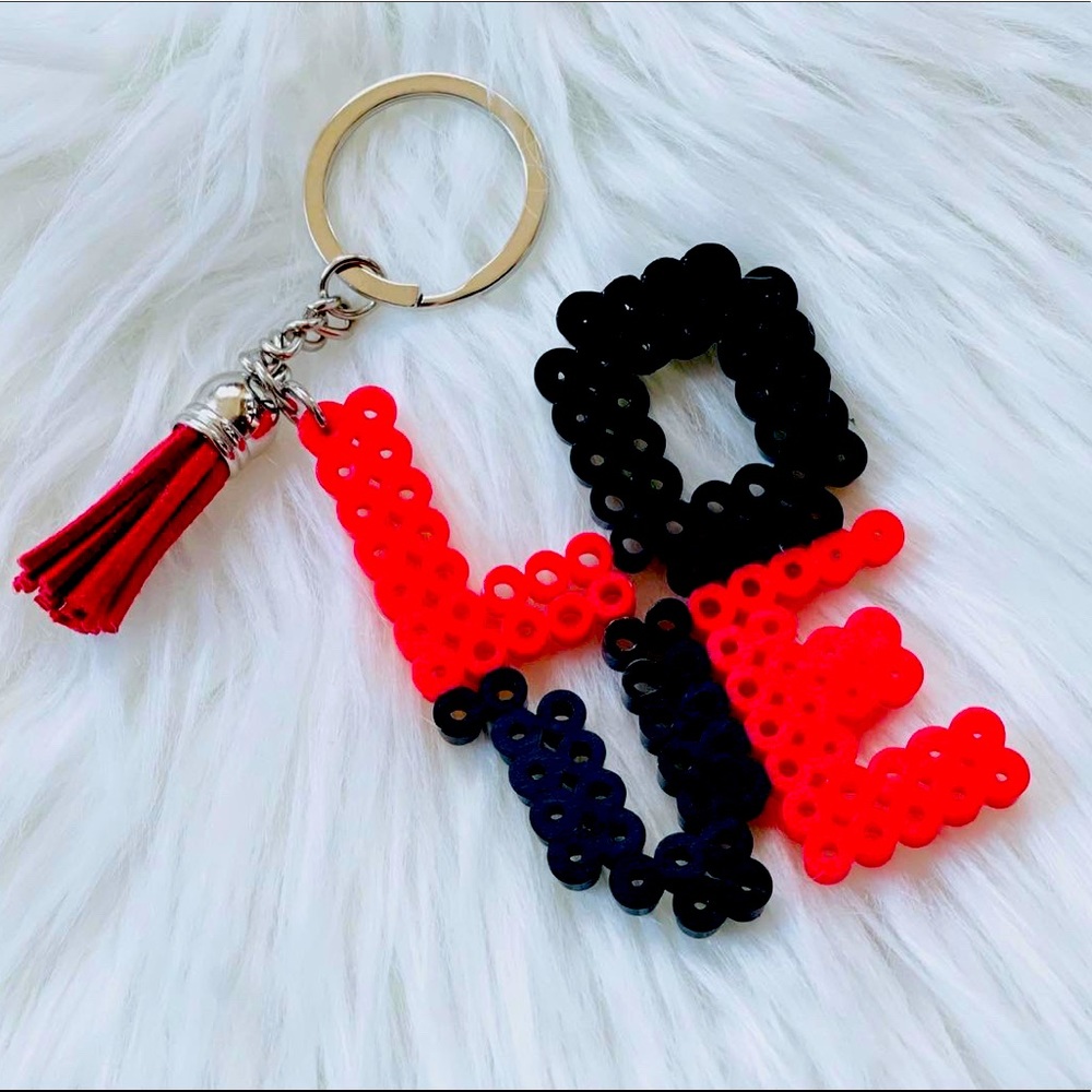 🖤 Black and Red Love Perler Keychain 🖤